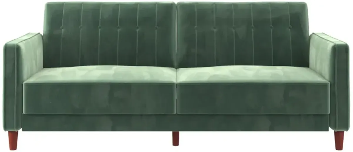 Pin Tufted Transitional Futon with Vertical Stitching and Button Tufting