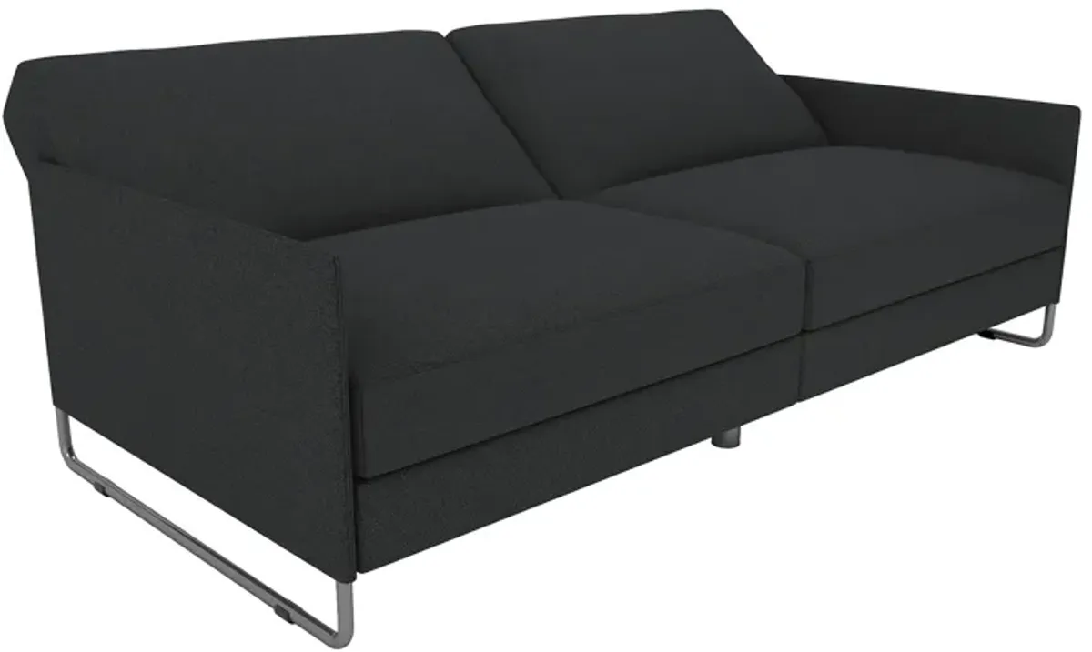 Pembroke Convertible Futon with Armrests and Metal Sleigh Legs