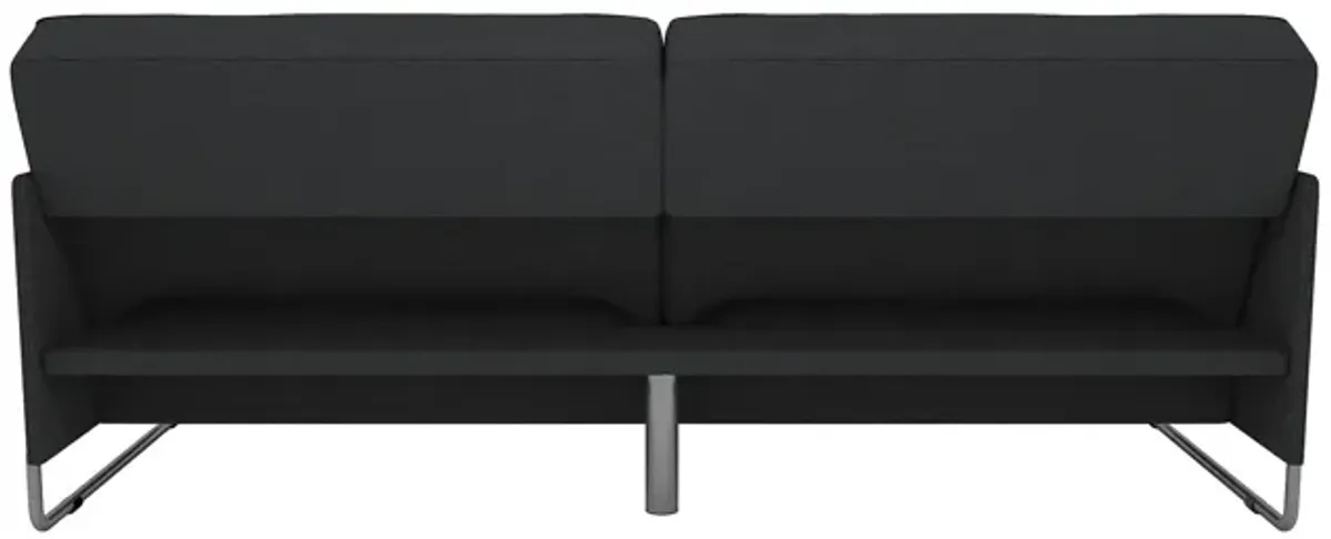 Pembroke Convertible Futon with Armrests and Metal Sleigh Legs