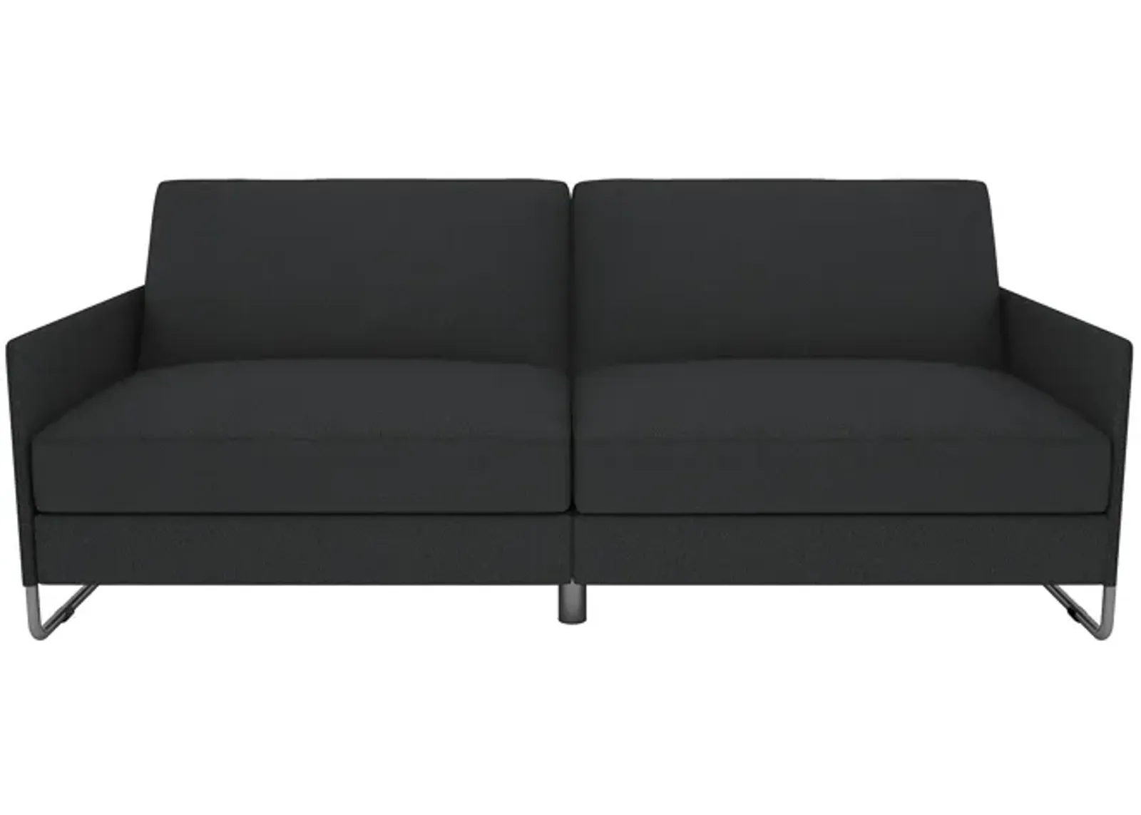 Pembroke Convertible Futon with Armrests and Metal Sleigh Legs