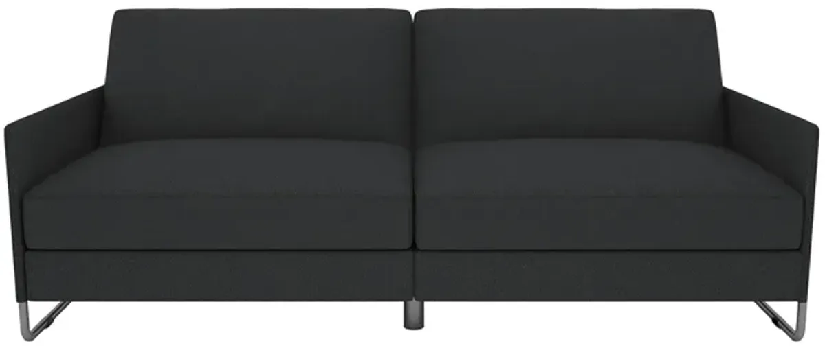 Pembroke Convertible Futon with Armrests and Metal Sleigh Legs