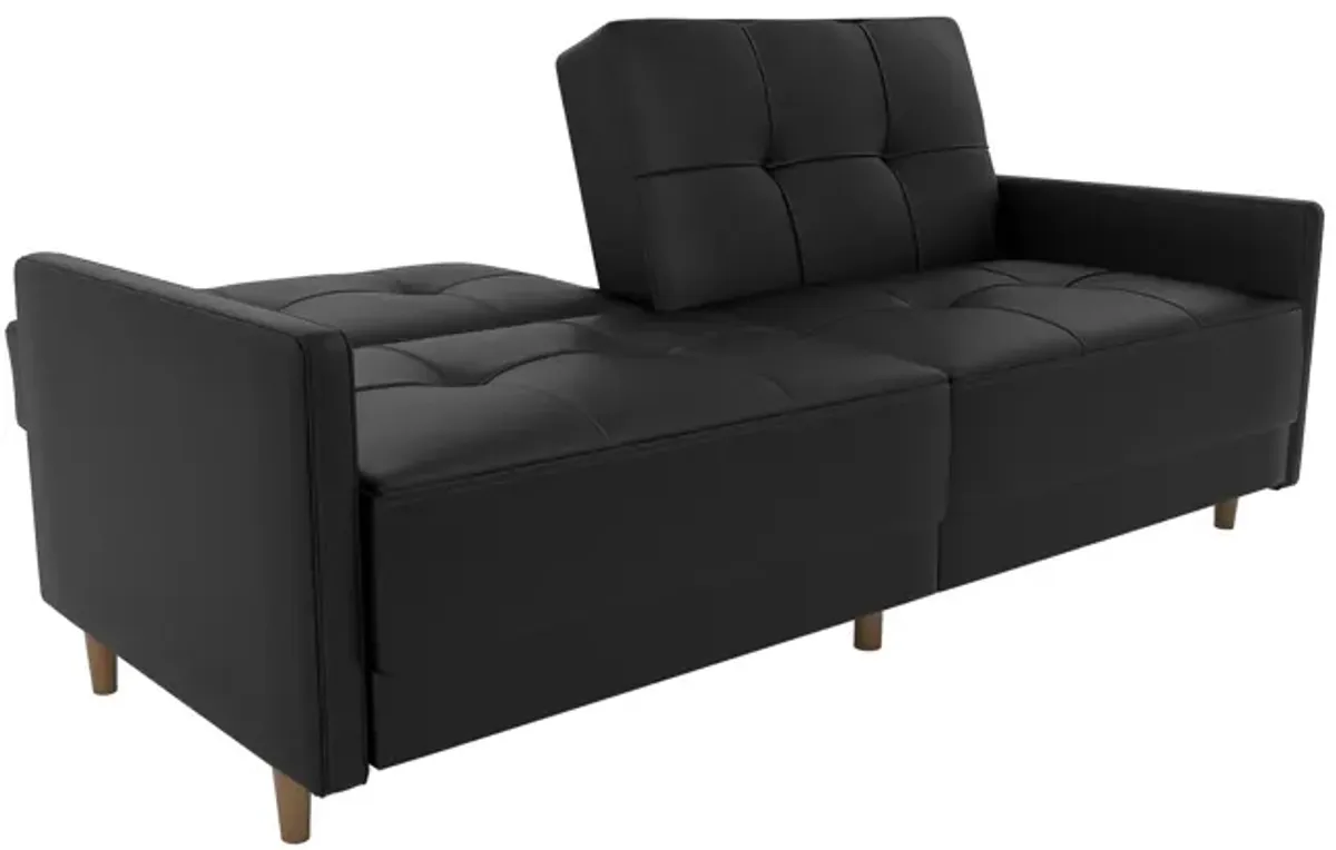 Andora Tufted Upholstered Coil Futon with Wooden Legs