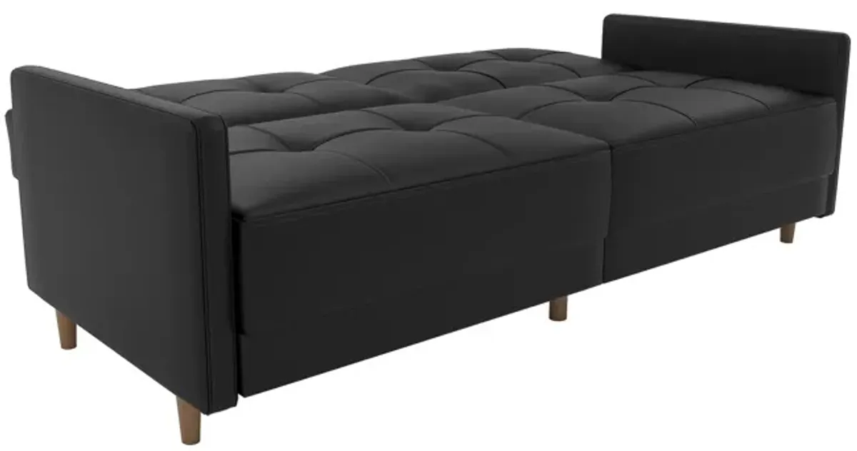 Andora Tufted Upholstered Coil Futon with Wooden Legs