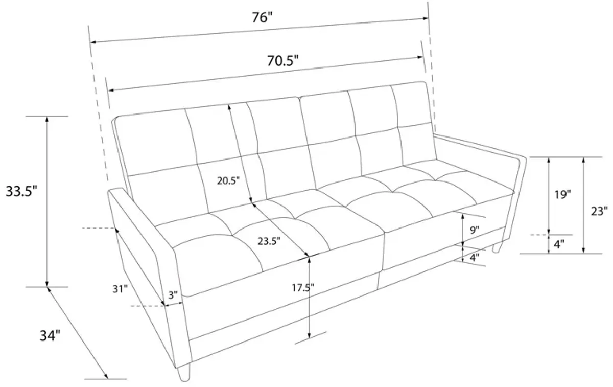 Andora Tufted Upholstered Coil Futon with Wooden Legs