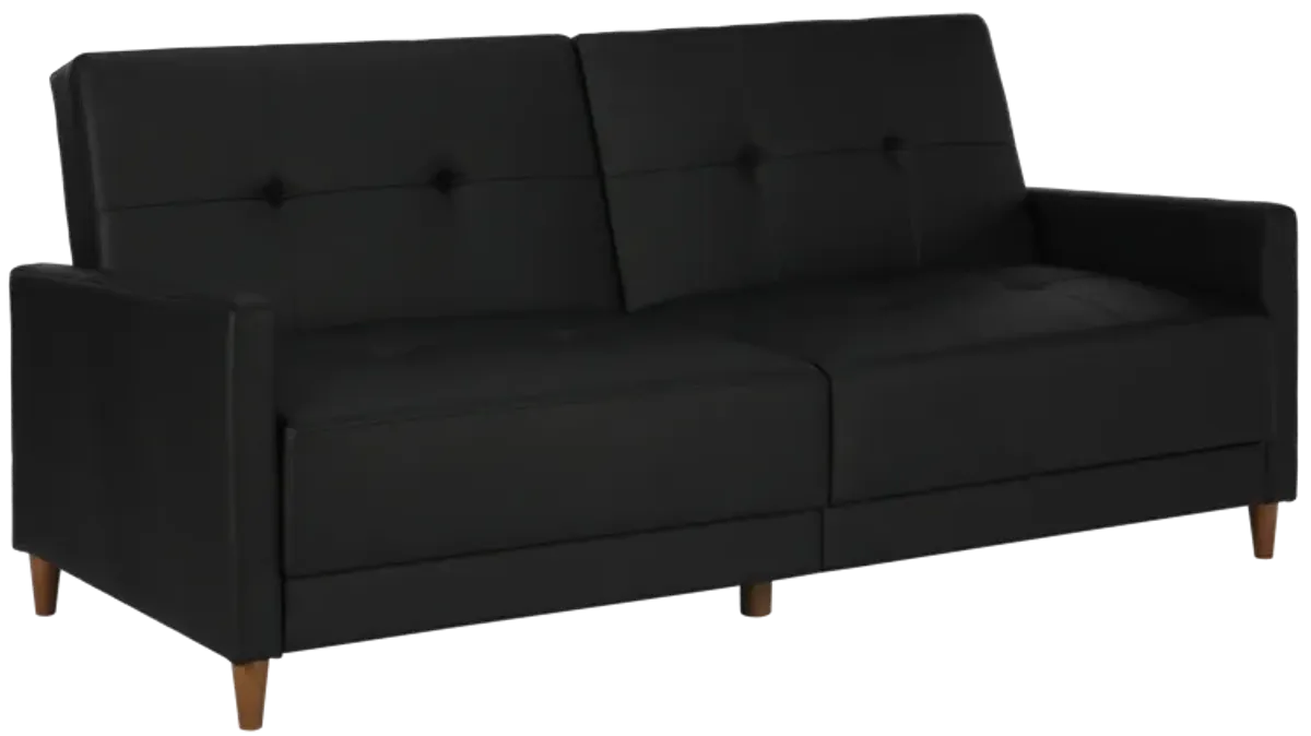 Andora Tufted Upholstered Coil Futon with Wooden Legs