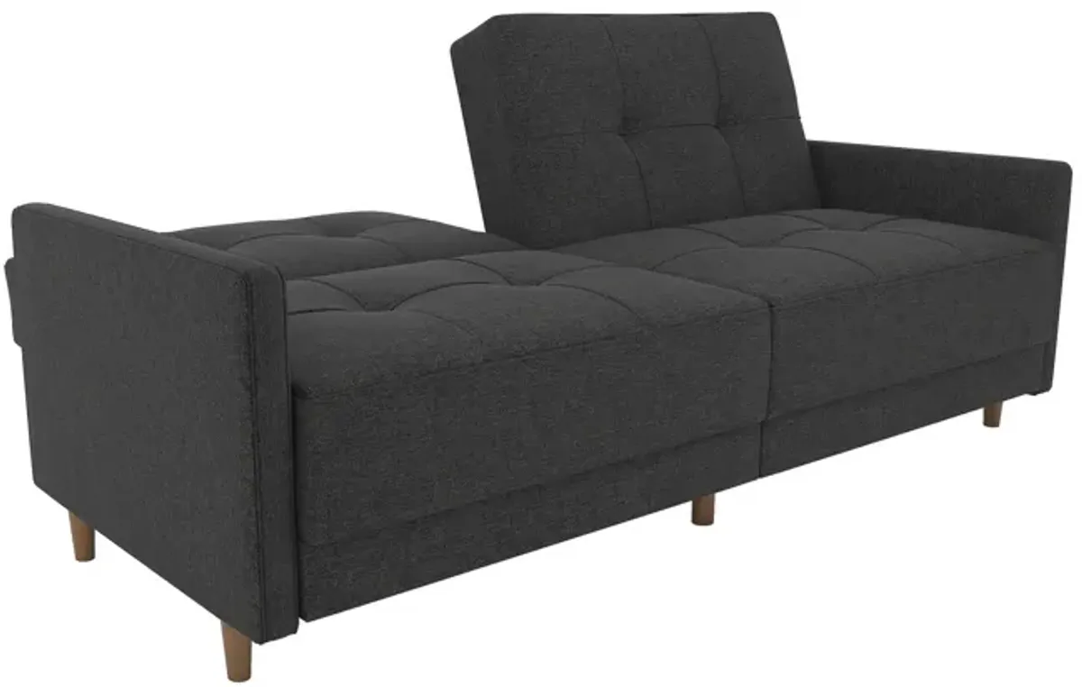 Andora Tufted Upholstered Coil Futon with Wooden Legs