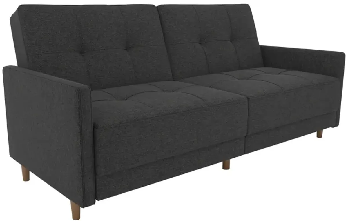 Andora Tufted Upholstered Coil Futon with Wooden Legs