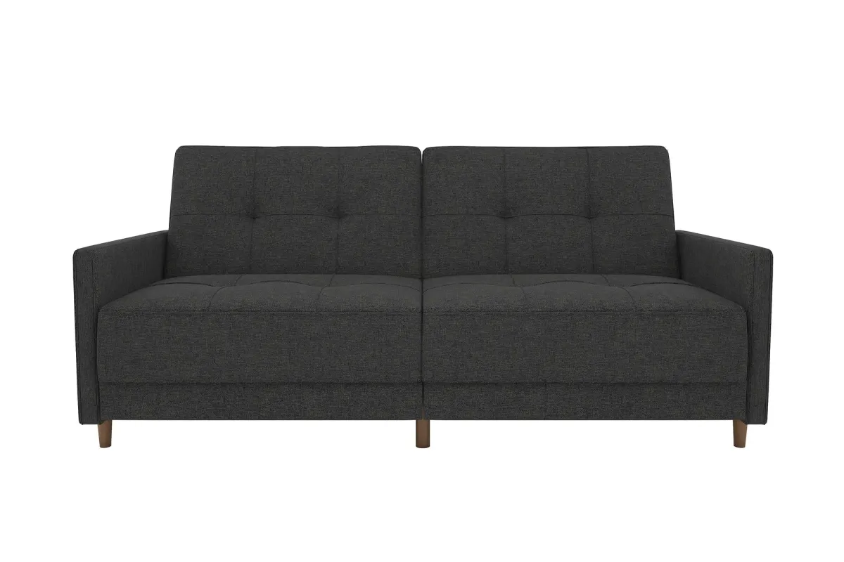 Andora Tufted Upholstered Coil Futon with Wooden Legs