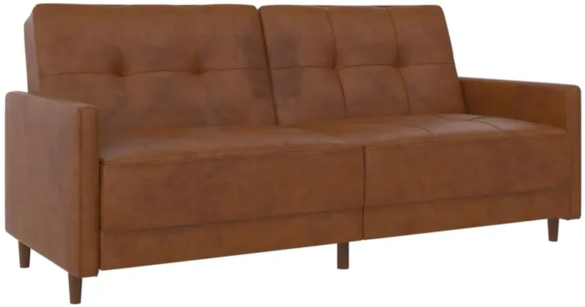 Andora Tufted Upholstered Coil Futon with Wooden Legs