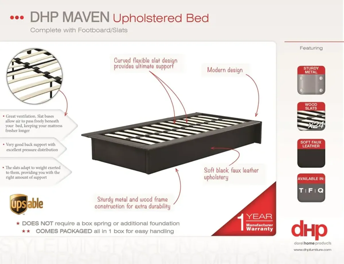 Maven Upholstered Bed with Modern Low Profile Design