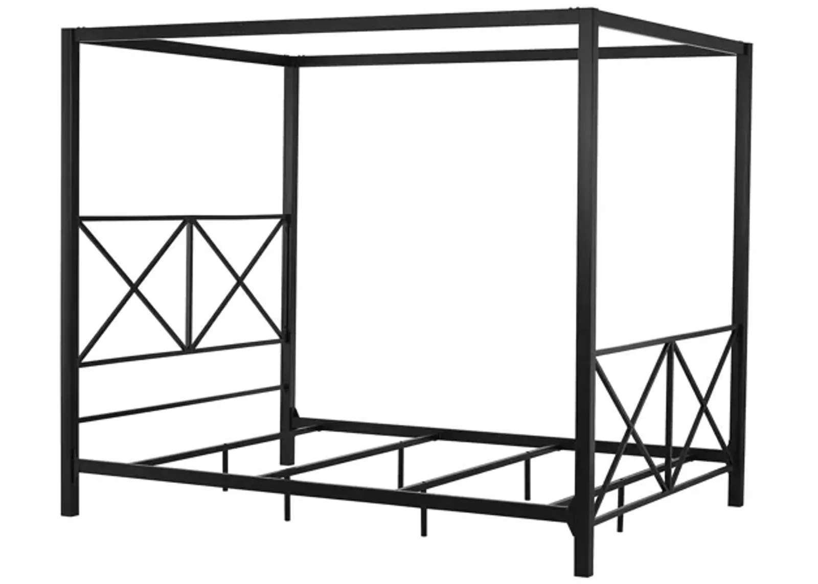 Rosedale Metal Four-Poster Canopy Bed with Crisscross Headboard and Footboard