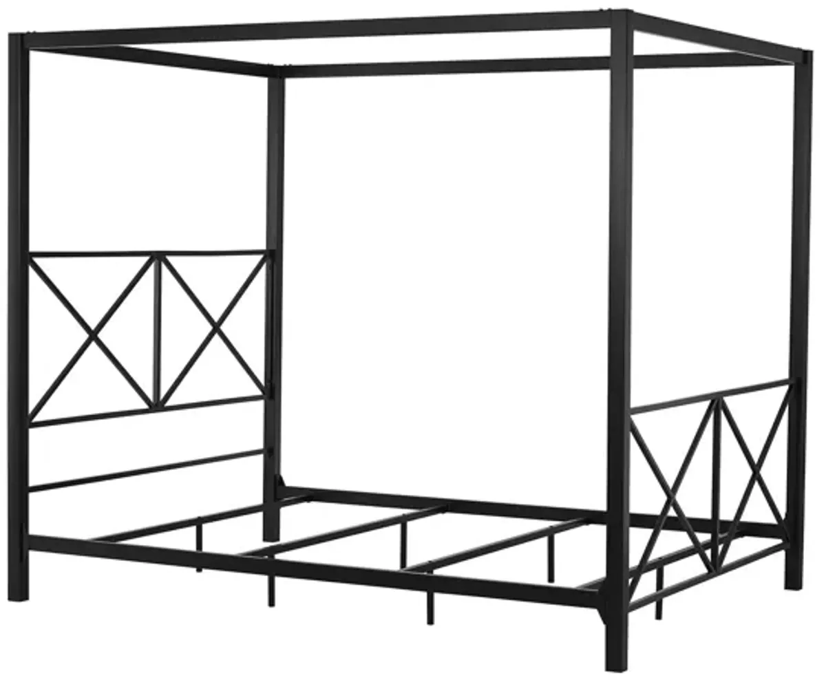 Rosedale Metal Four-Poster Canopy Bed with Crisscross Headboard and Footboard