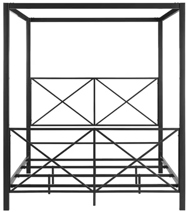 Rosedale Metal Four-Poster Canopy Bed with Crisscross Headboard and Footboard