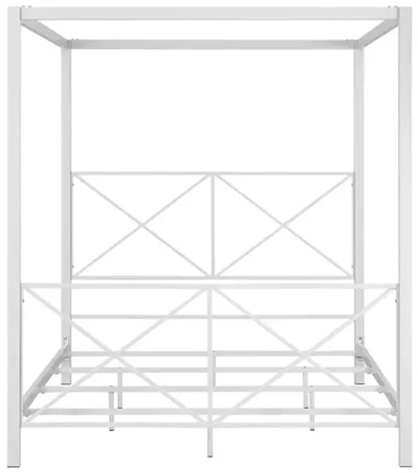Rosedale Metal Four-Poster Canopy Bed with Crisscross Headboard and Footboard