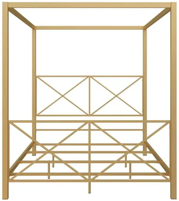 Rosedale Metal Four-Poster Canopy Bed with Crisscross Headboard and Footboard