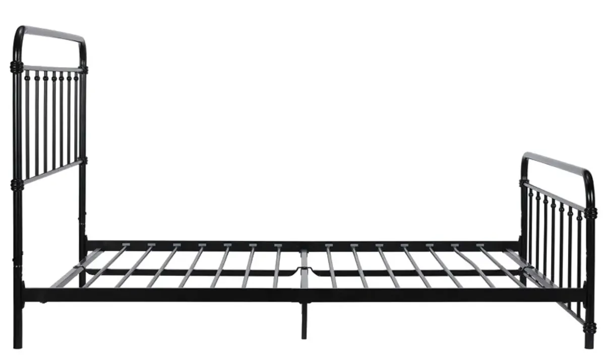 Wallace Spindle Metal Bed with Elegant Curves and Slats