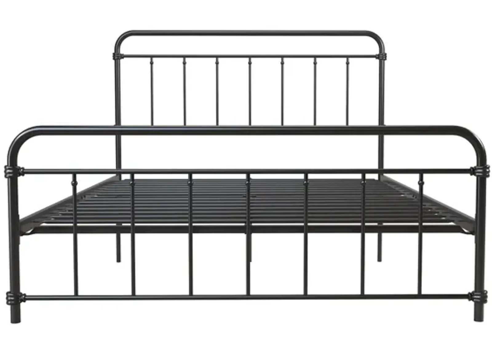 Wallace Spindle Metal Bed with Elegant Curves and Slats