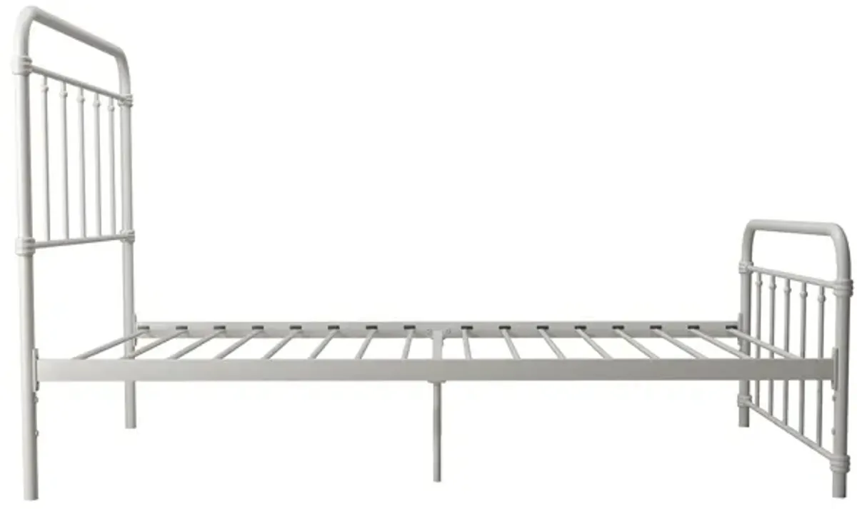 Wallace Spindle Metal Bed with Elegant Curves and Slats