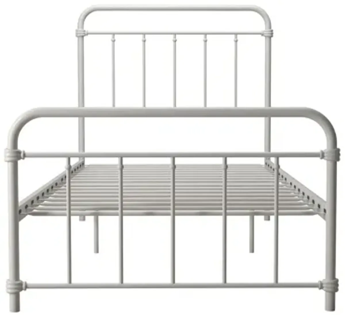 Wallace Spindle Metal Bed with Elegant Curves and Slats