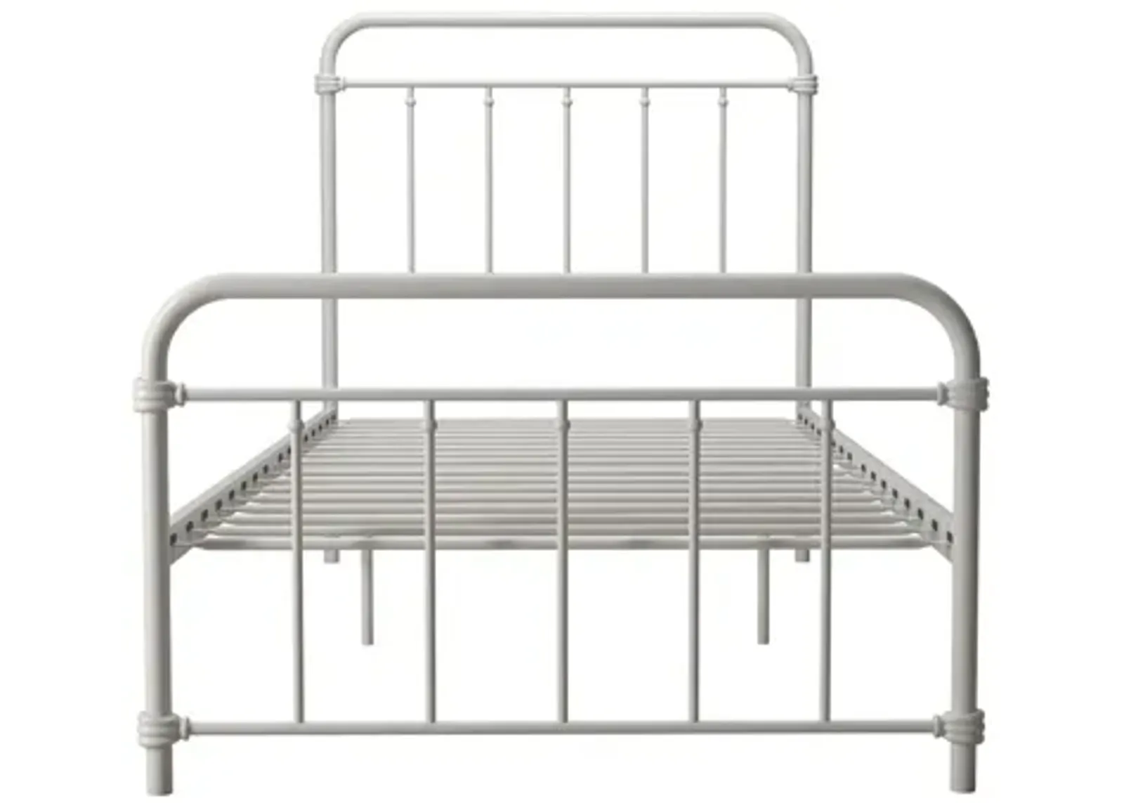 Wallace Spindle Metal Bed with Elegant Curves and Slats