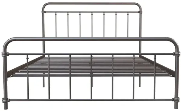Wallace Spindle Metal Bed with Elegant Curves and Slats