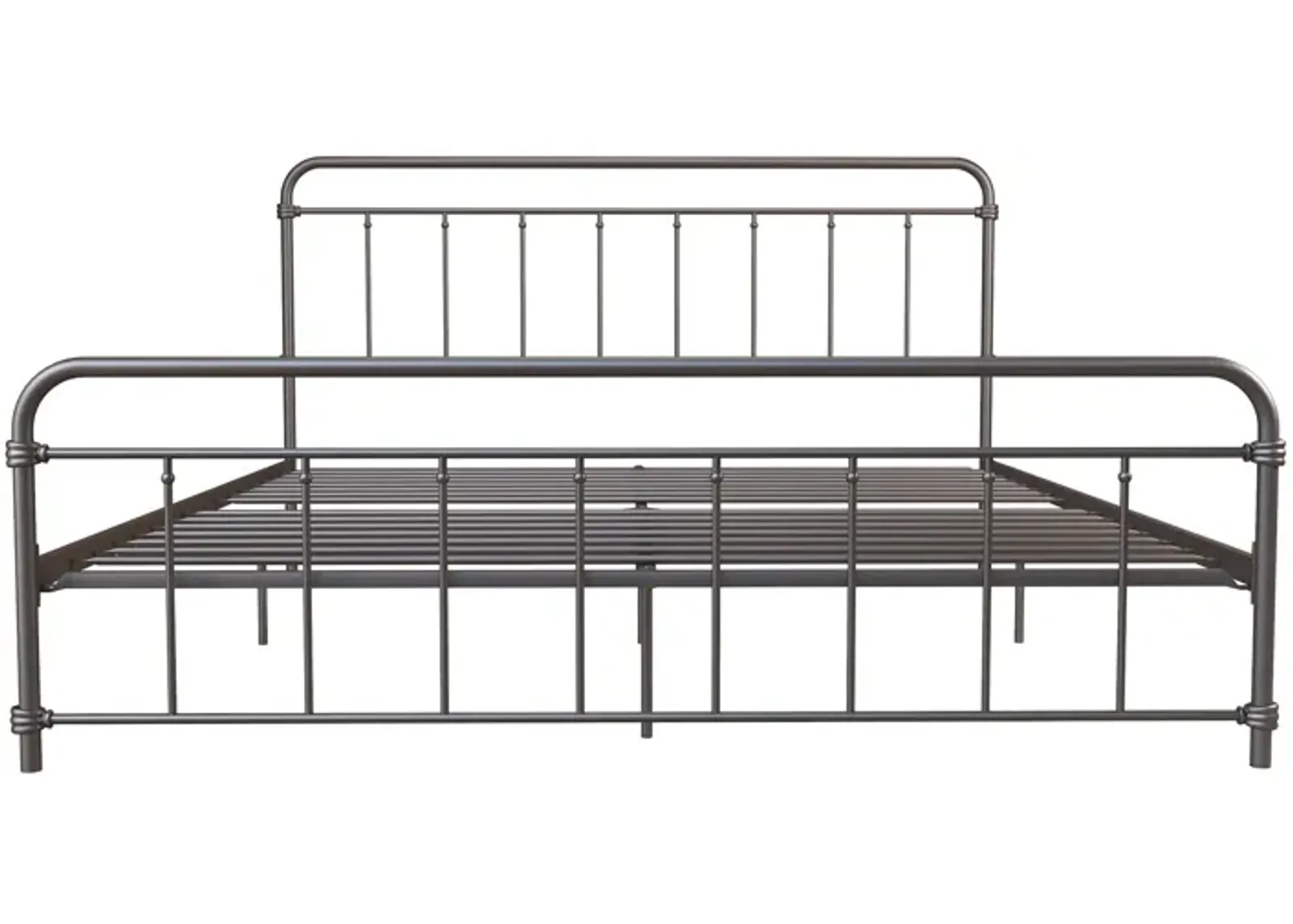 Wallace Spindle Metal Bed with Elegant Curves and Slats