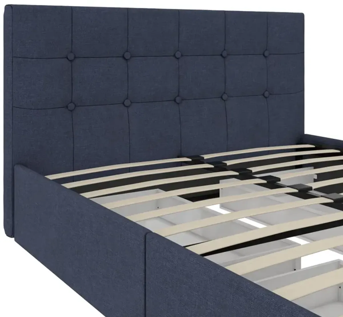 Rose Upholstered Bed with Button Tufted Detail and Storage Drawers