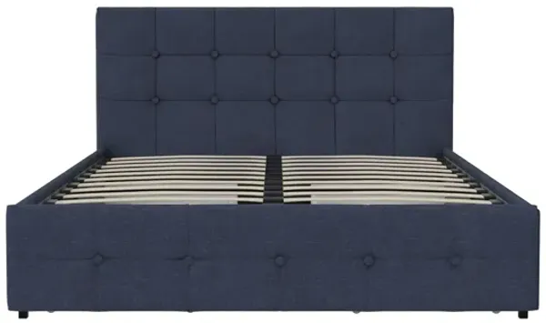 Rose Upholstered Bed with Button Tufted Detail and Storage Drawers