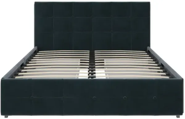 Rose Upholstered Bed with Button Tufted Detail and Storage Drawers