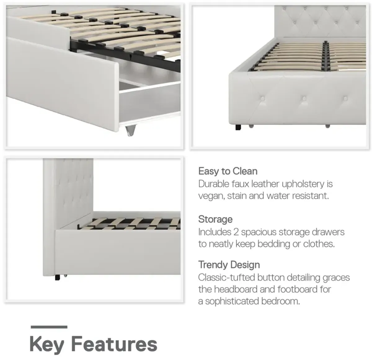 Dakota Upholstered Bed with Left Or Right Storage Drawers