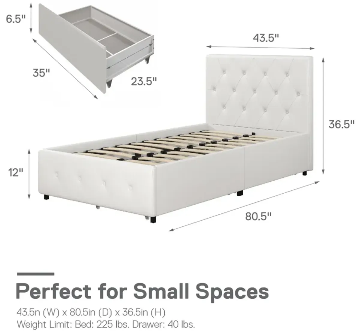 Dakota Upholstered Bed with Left Or Right Storage Drawers