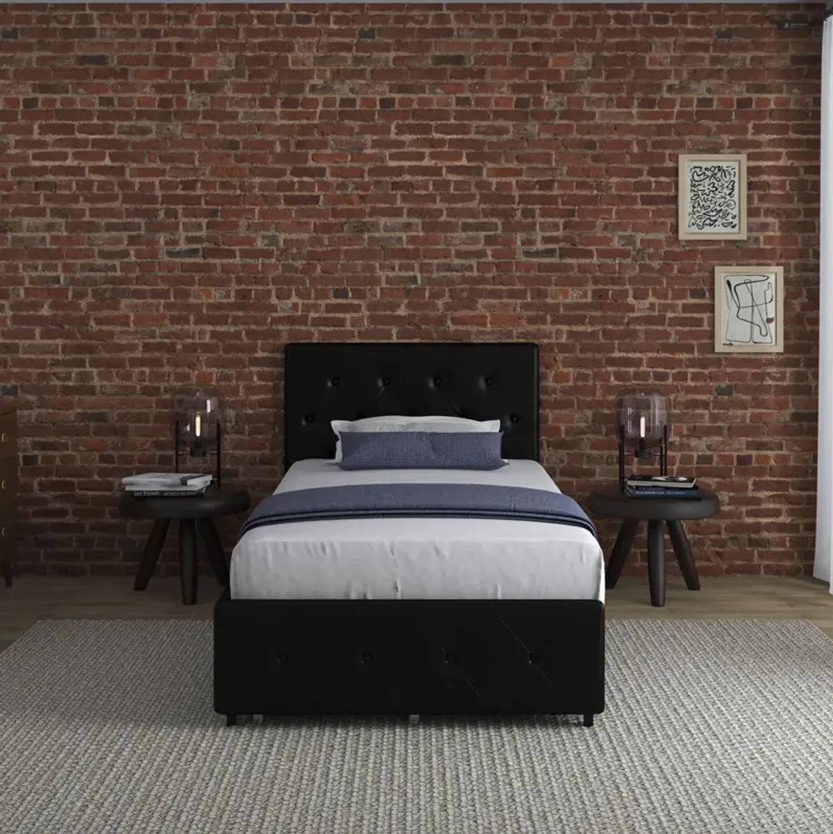 Dakota Upholstered Bed with Left Or Right Storage Drawers