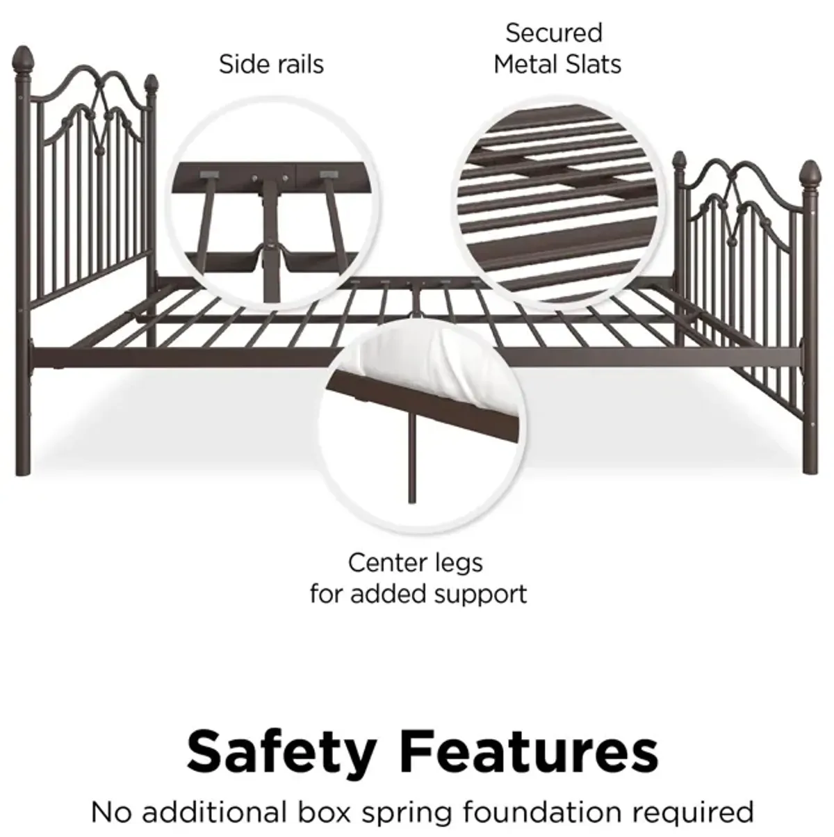 Tokyo Metal Bed with Headboard, Footboard and Metal Slats