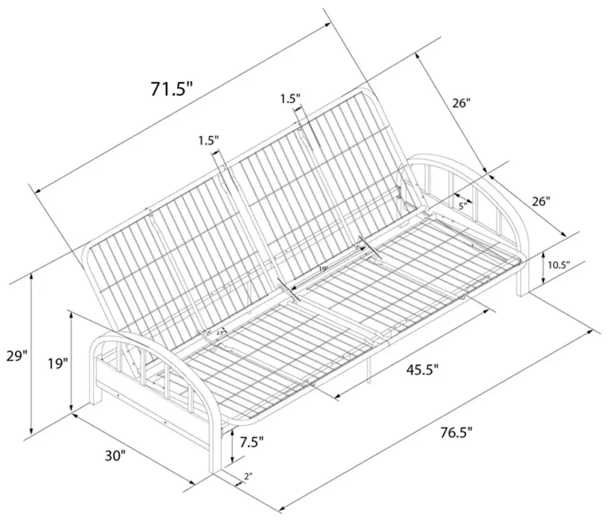 Ailee Metal Full Size Futon Frame with Multiple Reclining Positions
