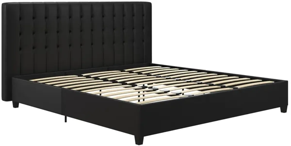 Emily Tufted Upholstered Bed with Wooden slats and Frame