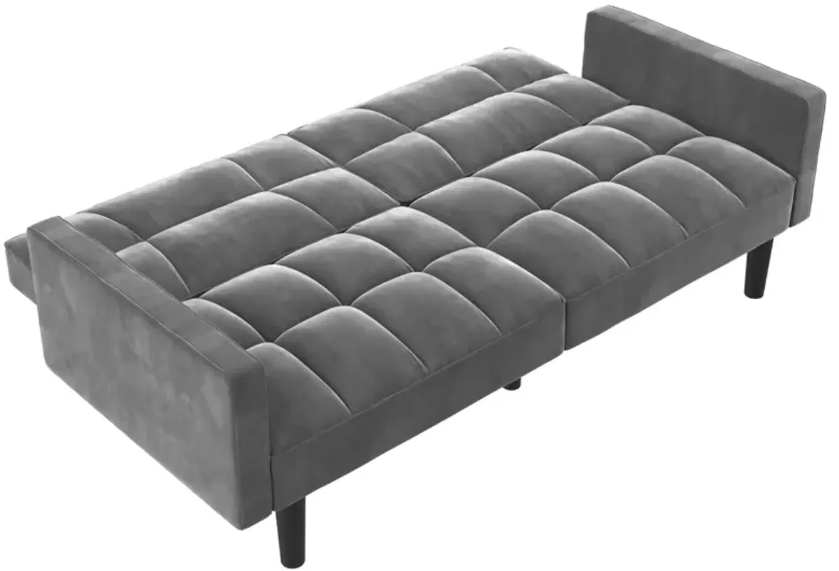 Harper Convertible Upholstered Futon with Wide Track Arms