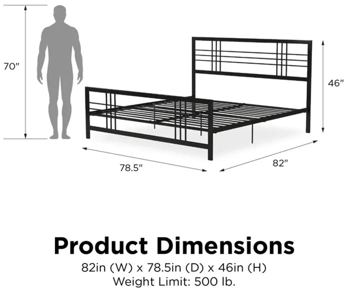 Burbank Metal Frame Bed with Adjustable Heights for Under Bed Storage