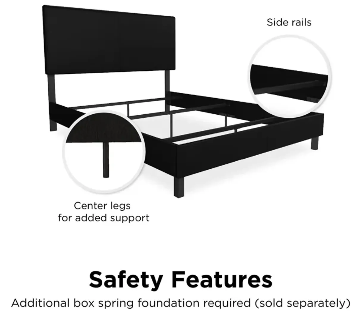 Janford Upholstered Bed with Sturdy Wood and Metal Frame