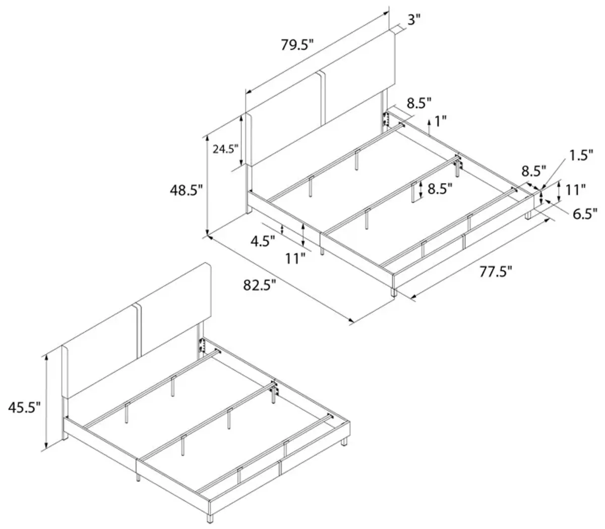 Janford Upholstered Bed with Sturdy Wood and Metal Frame