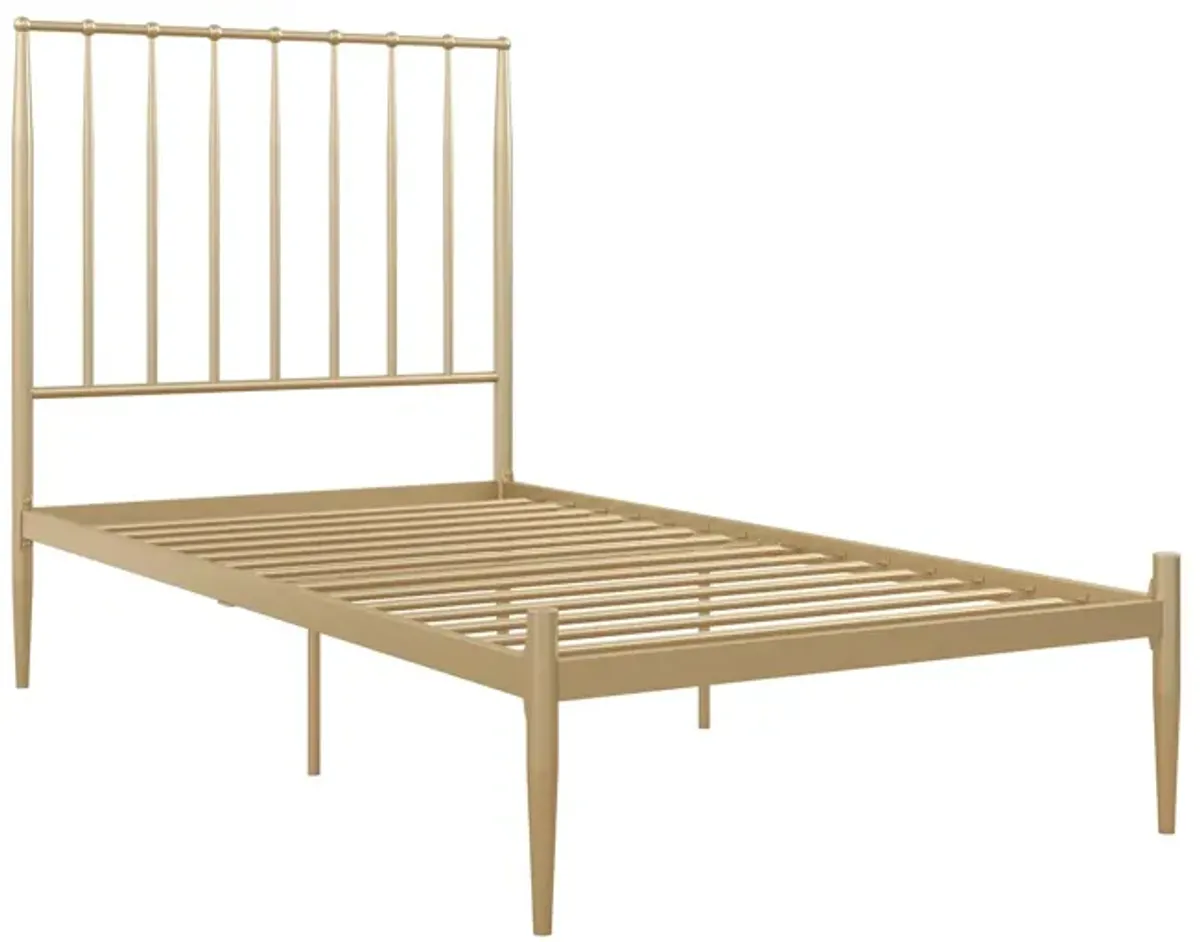 Giulia Modern Metal Platform Bed with Headboard and Underbed Clearance