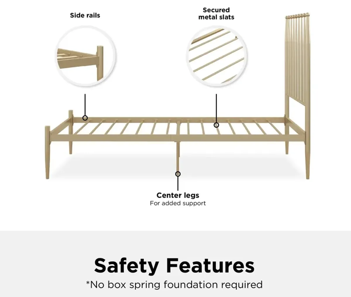 Giulia Modern Metal Platform Bed with Headboard and Underbed Clearance