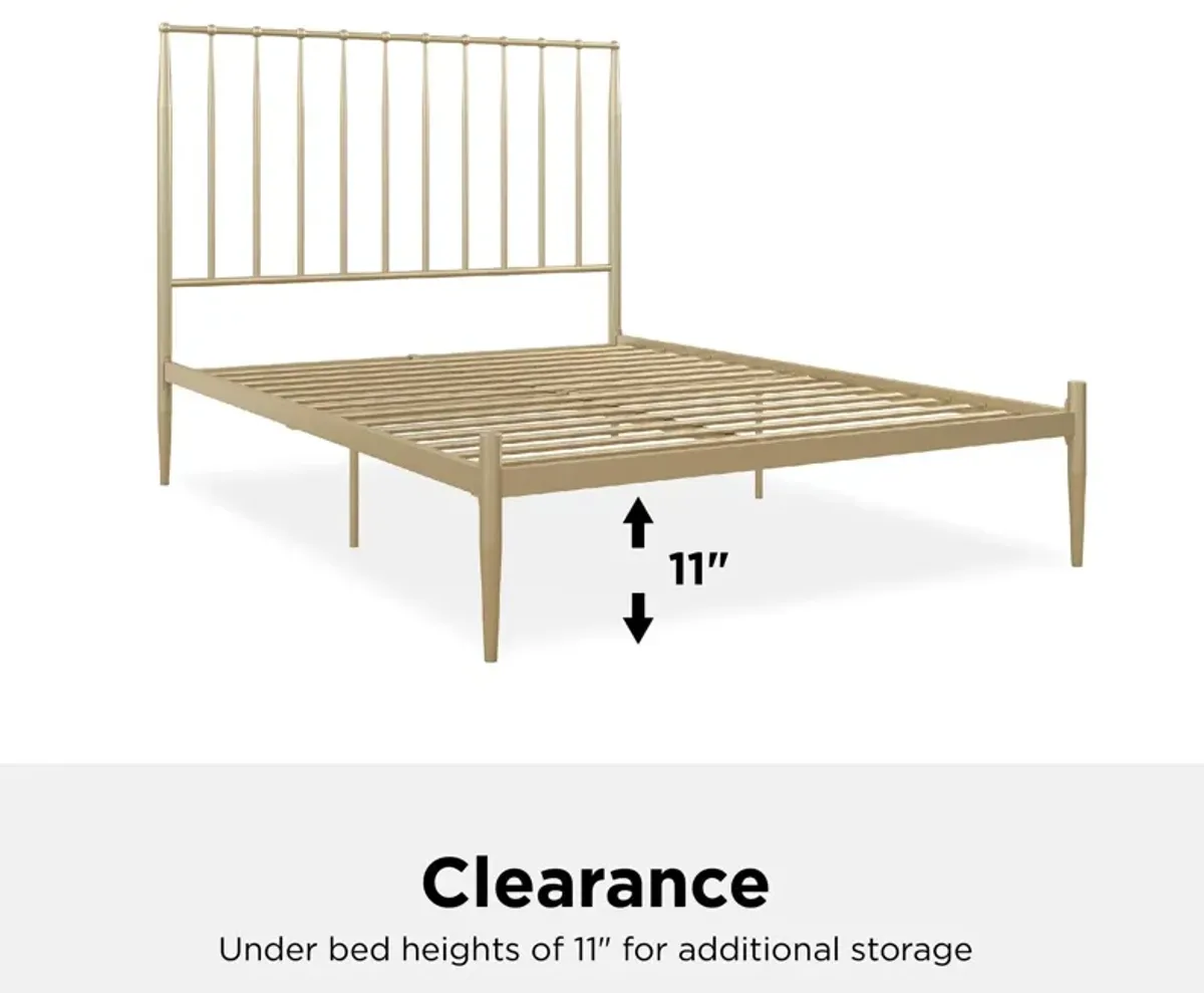 Giulia Modern Metal Platform Bed with Headboard and Underbed Clearance