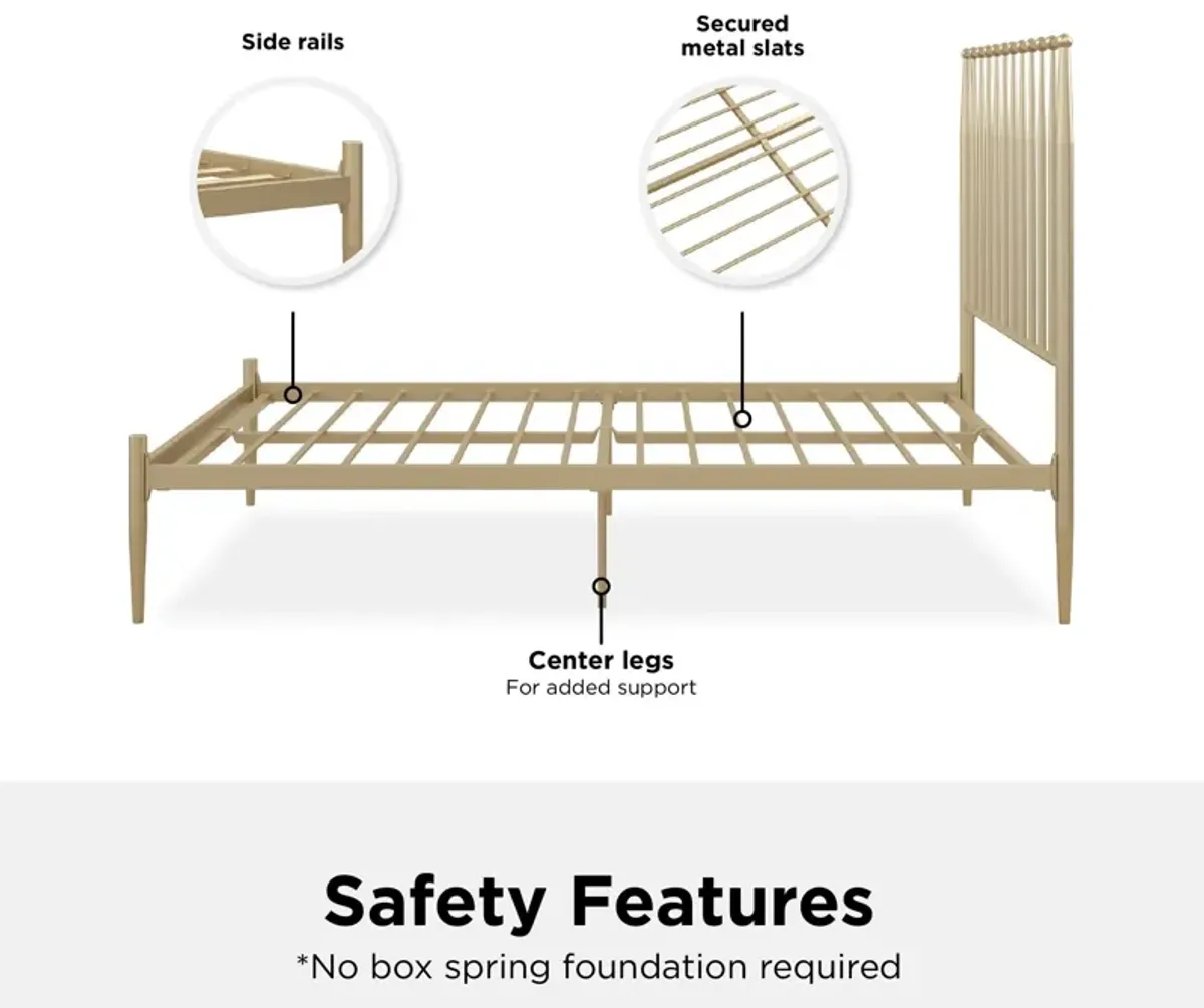 Giulia Modern Metal Platform Bed with Headboard and Underbed Clearance