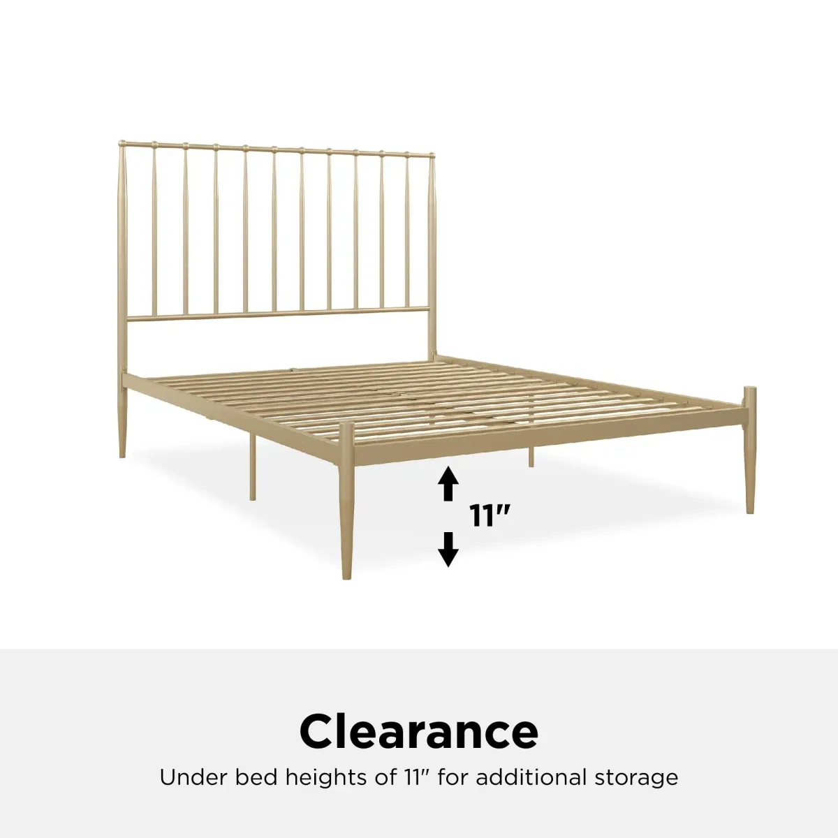 Giulia Modern Metal Platform Bed with Headboard and Underbed Clearance