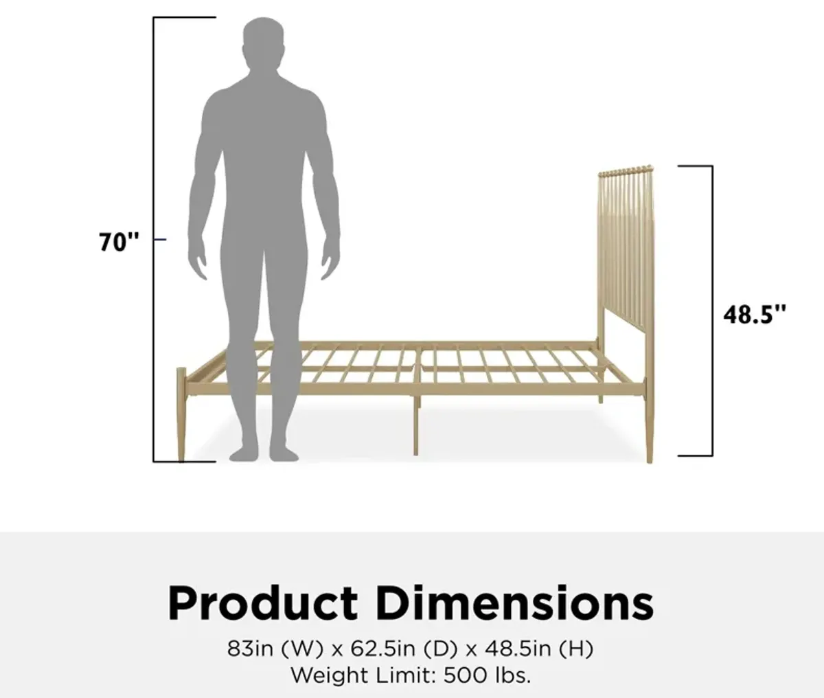 Giulia Modern Metal Platform Bed with Headboard and Underbed Clearance