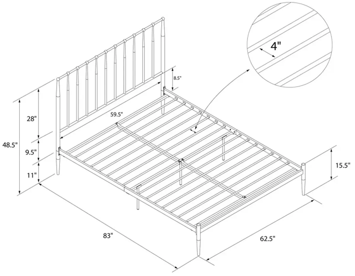 Giulia Modern Metal Platform Bed with Headboard and Underbed Clearance