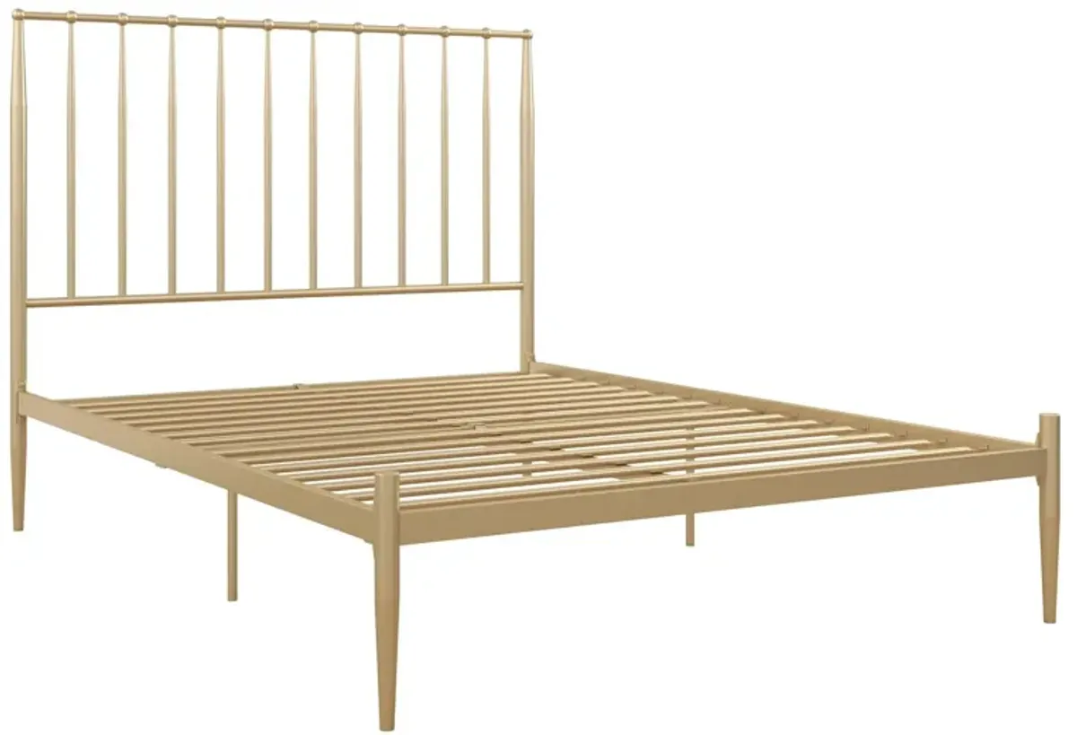 Giulia Modern Metal Platform Bed with Headboard and Underbed Clearance