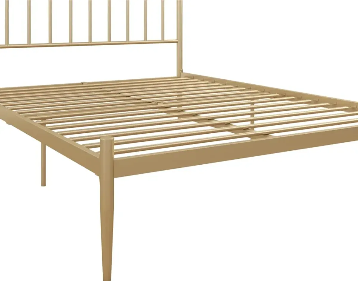 Giulia Modern Metal Platform Bed with Headboard and Underbed Clearance