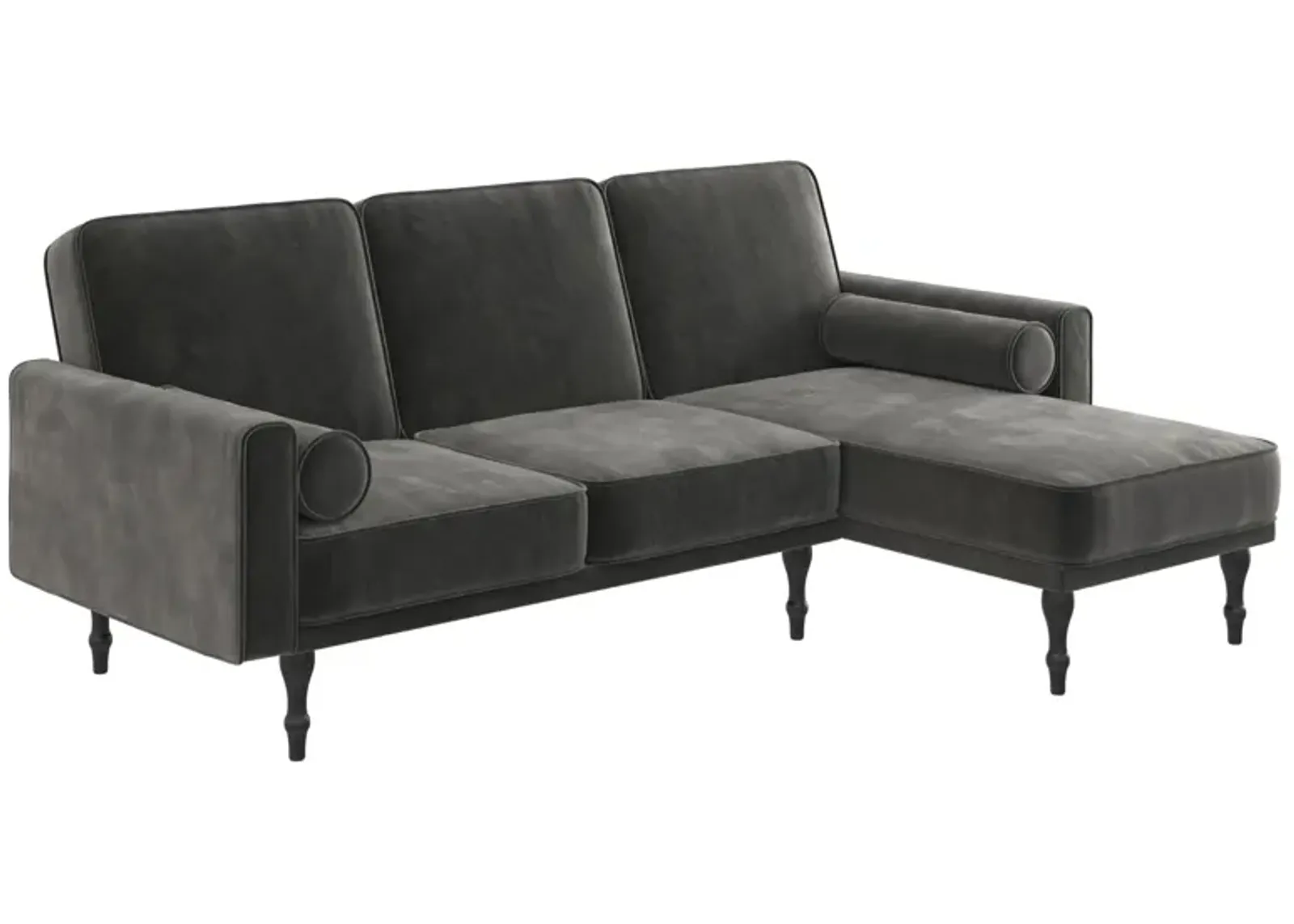 Edison Velvet Upholstered Small Space Reversible Sectional Futon