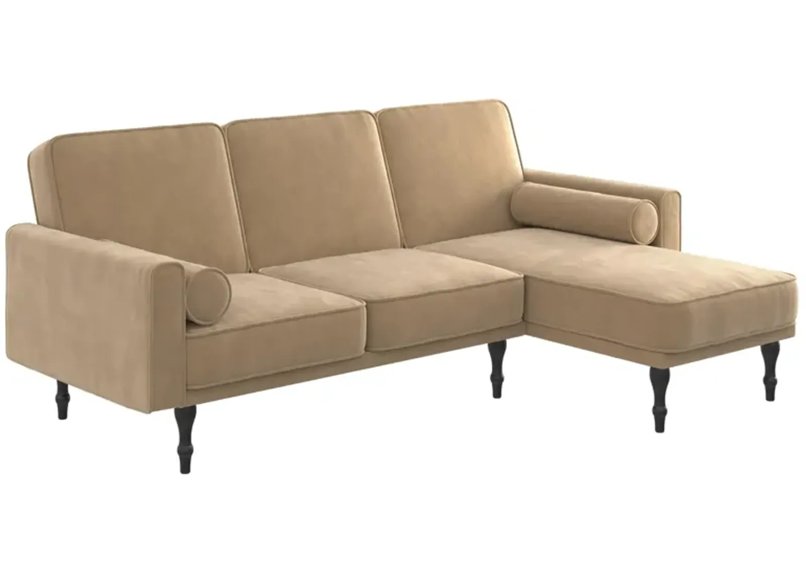 Edison Velvet Upholstered Small Space Reversible Sectional Futon